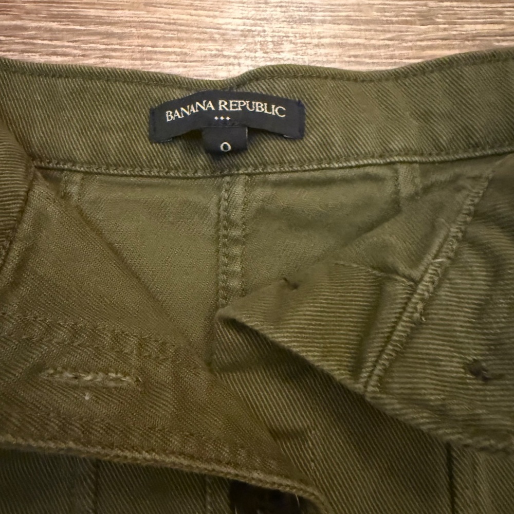 Green Denim Button Front Skirt - Picture 2 of 6